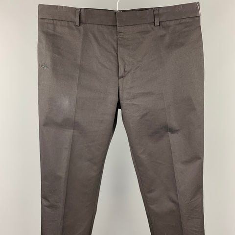 DIOR Size 34 Black Cotton Zip Fly Dress Pants