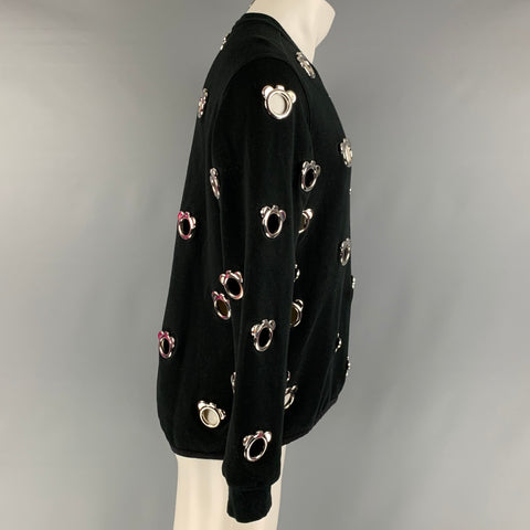 NICOPANDA Size M Black Silver Circles Cotton &  Polyester Cutout Sweatshirt