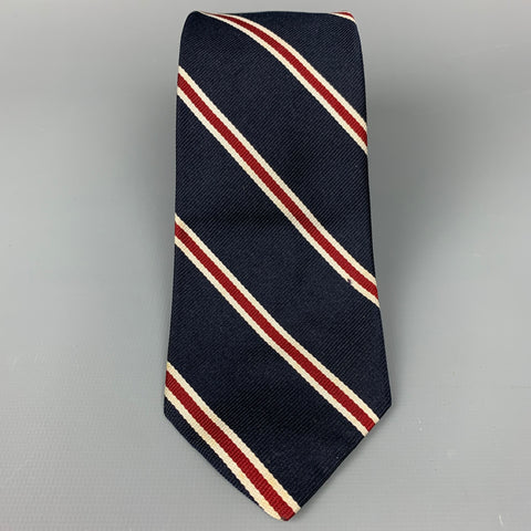 Vintage BERT PULITZER Navy & Red Diagonal Stripe Silk Tie