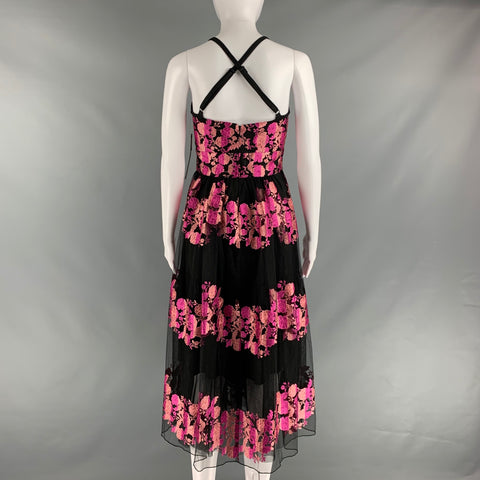 CHRISTIAN SIRIANO Taille 4 Robe longue florale en polyester rose noir
