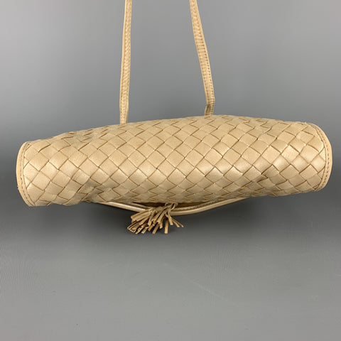 BOTTEGA VENETA Woven Champagne Metallic Intrecciato Leather Shoulder bag
