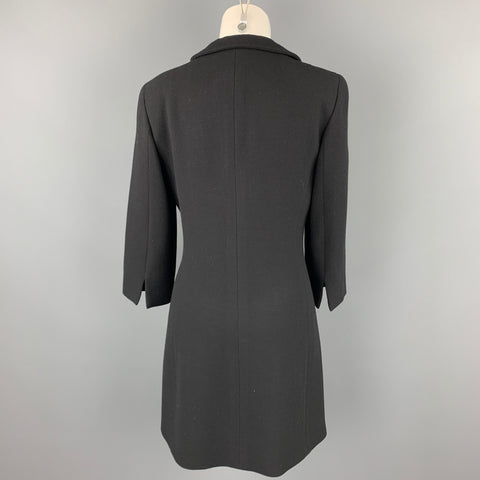 ARMANI COLLEZIONI Size 6 Black Virgin Notch Lapel Wool Coat