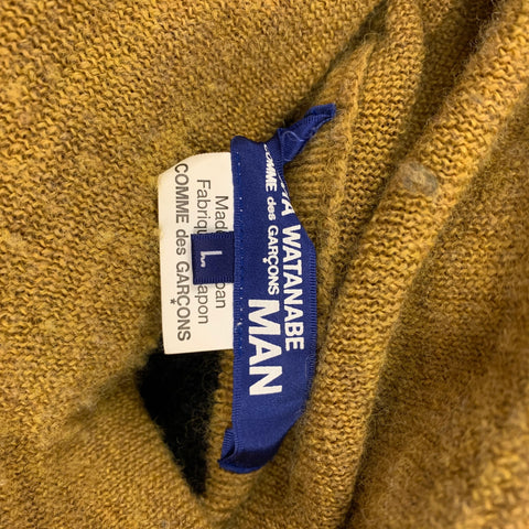 JUNYA WATANABE Size L Mustard & Black Stripe Wool Turtleneck Sweater