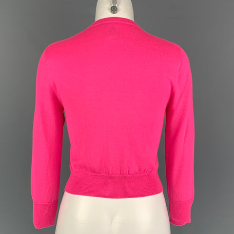 OSCAR DE LA RENTA Size XS Pink Cashmere Silk Cropped Cardigan