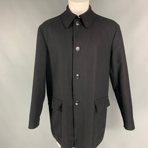 GIORGIO ARMANI Size 38 black Wool Single breasted Peacoat