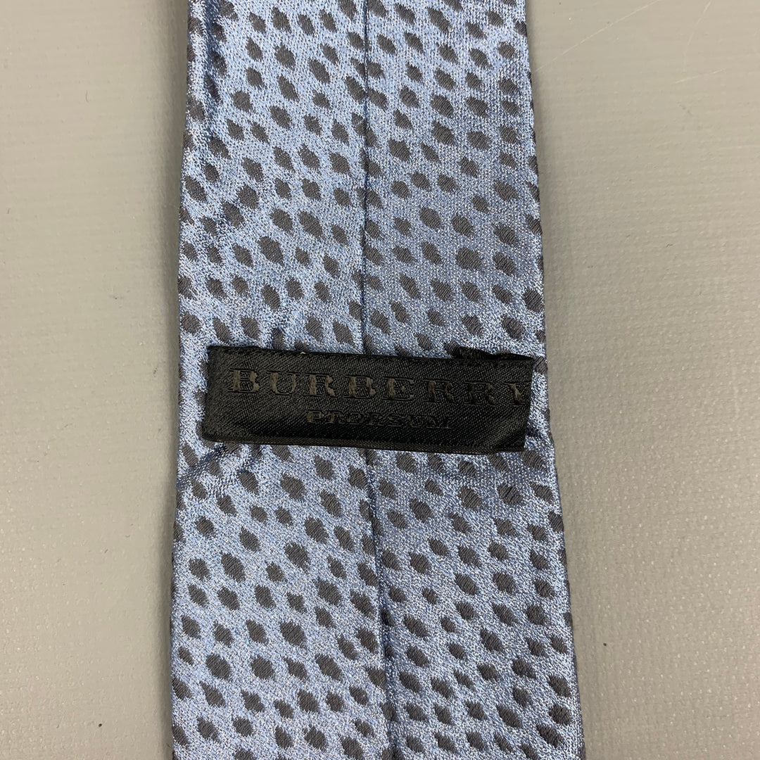 BURBERRY PRORSUM Blue Grey Abstract Silk / Cotton Skinny Tie