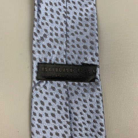 BURBERRY PRORSUM Blue Grey Abstract Silk / Cotton Skinny Tie