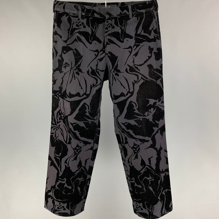 Vintage VERSUS by GIANNI VERSACE Size 34 Black Jacquard Cotton Straight Casual Pants
