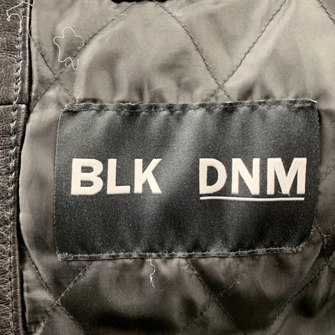 BLK DNM Taille M Veste zippée asymétrique en cuir noir