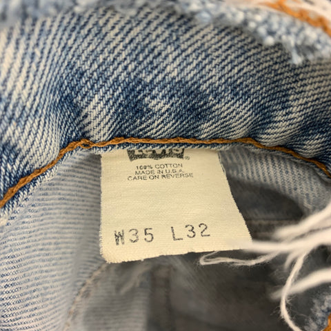 Vintage LEVI STRAUSS 517 Size 35 Blue Light Blue Distressed Cotton Jeans