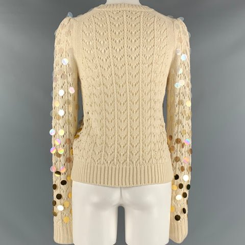 MARC JACOBS Size S Cream Gold Wool Cashmere Payettes Sweater