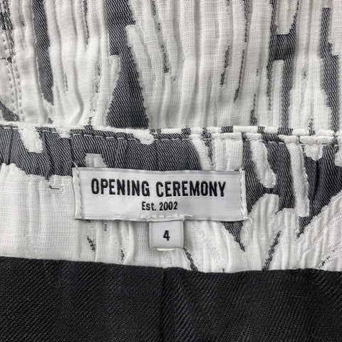 CÉRÉMONIE D'OUVERTURE Taille 4 Jupe trapèze en polyester texturé blanc et gris avec fermeture éclair sur le devant