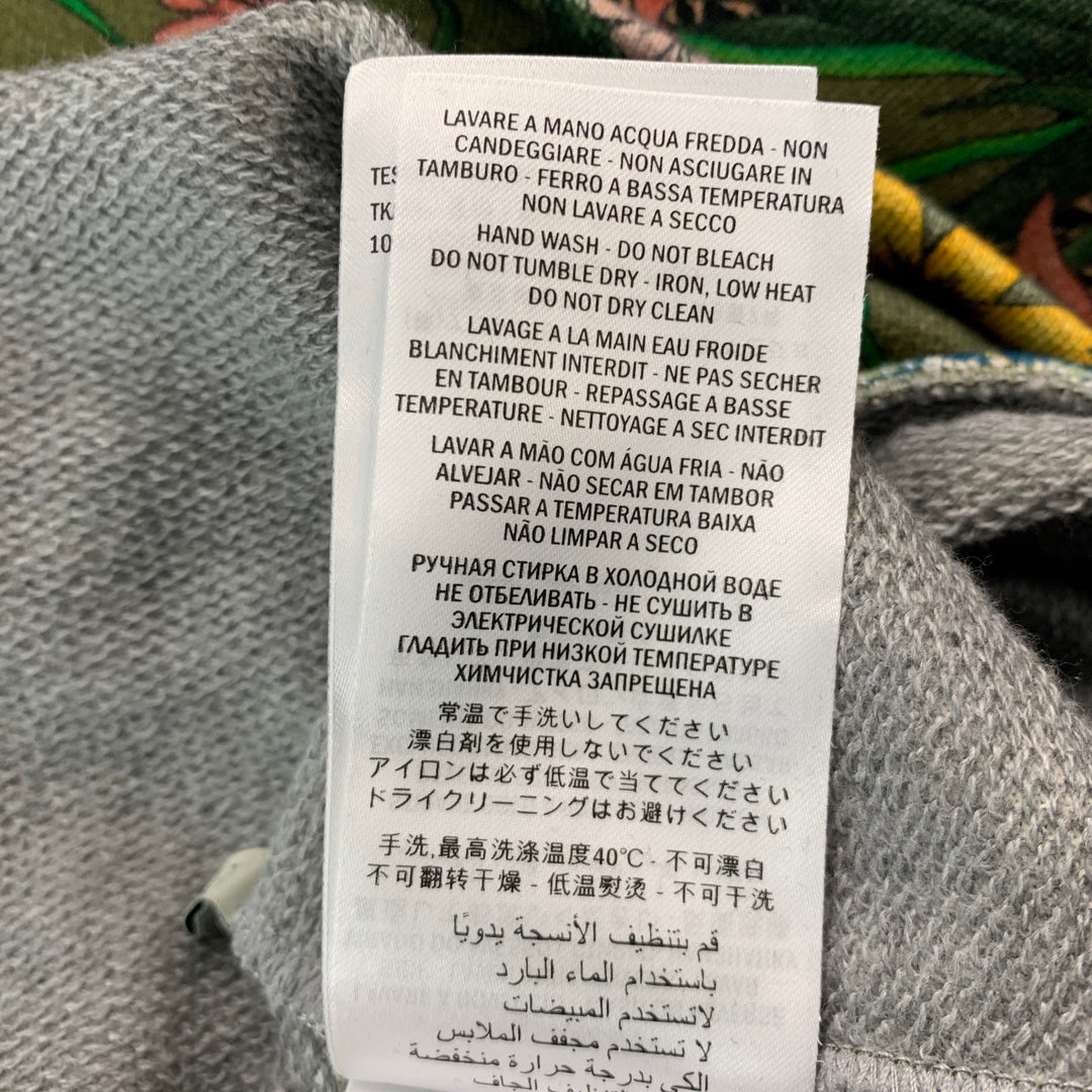 GUCCI Size XXL Green Multi-Color Print Cotton Hoodie Sweatshirt