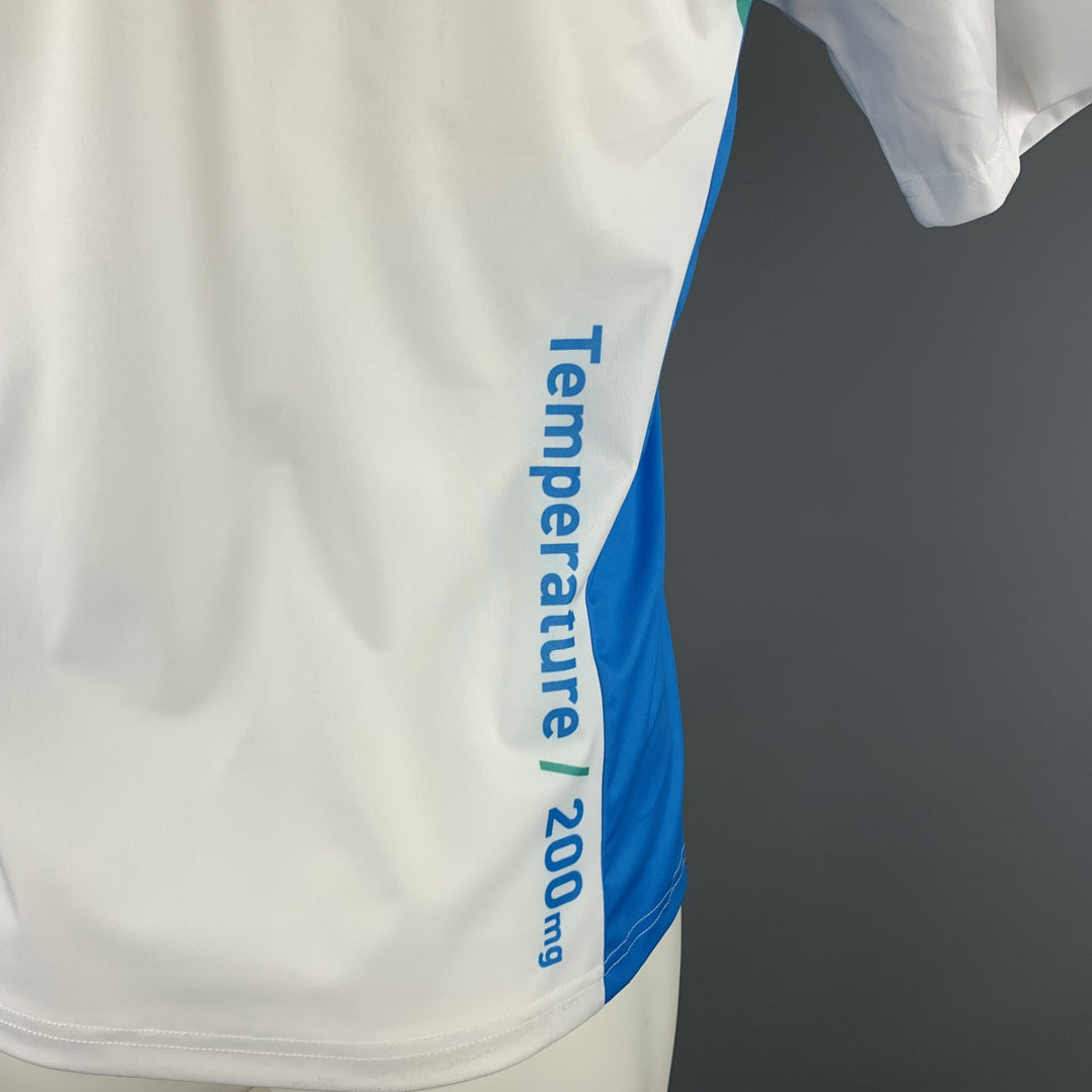 OFF-WHITE Size M Blue & White Print Polyester Bike Cycle Half Zip T-shirt