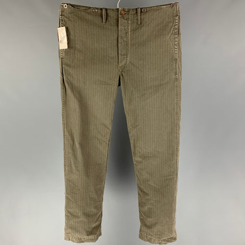 RRL by RALPH LAUREN Size 36 Olive Herringbone Cotton Utility Casual Pants