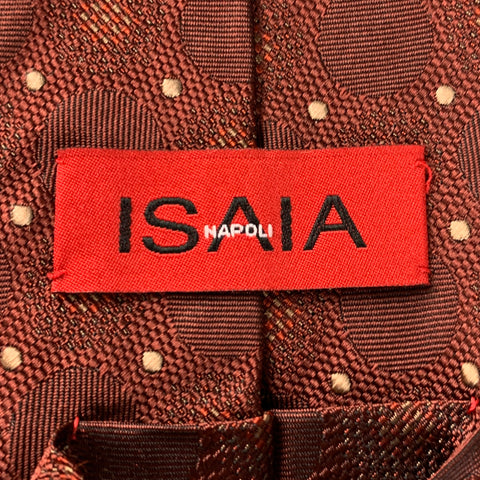 ISAIA Brown Dots Silk Tie