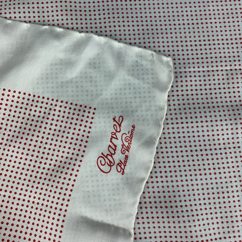 CHARVET White Red Dots Silk Pocket Square