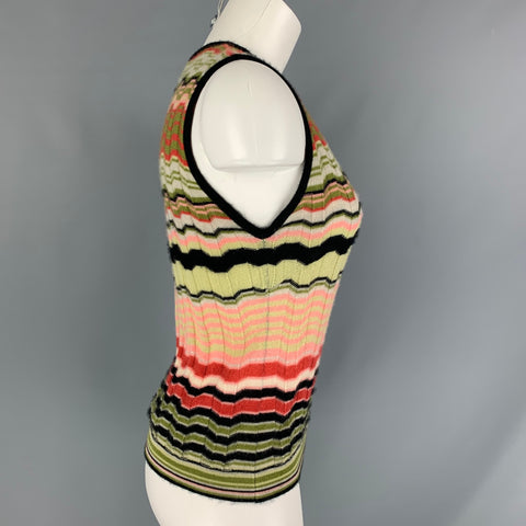 NIEMAN MARCUS Camiseta sin mangas de cachemira multicolor talla L