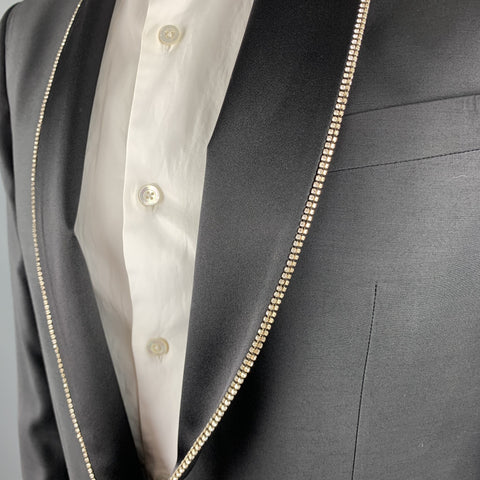 DSQUARED2 Size 44 Black Embellishment Wool Shawl Collar Sport Coat