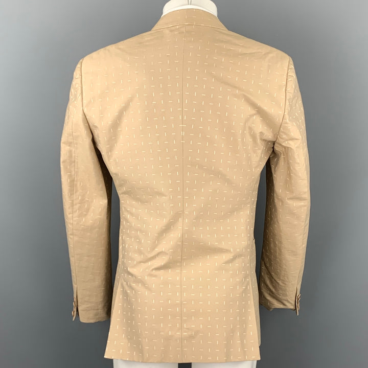 CALVIN KLEIN COLLECTION Size 38 Khaki Print Cotton Sport Coat