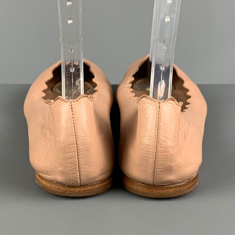 CHLOE Size 8.5 Beige Leather Solid Ballet Flats