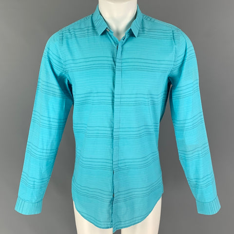 CALVIN KLEIN Size M Aqua Grid Button Up Long Sleeve Shirt