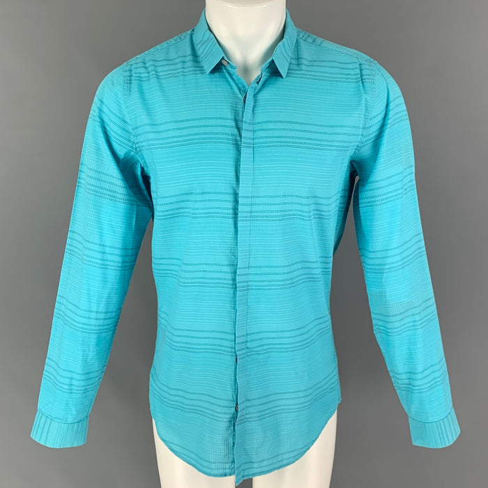CALVIN KLEIN Size M Aqua Grid Button Up Long Sleeve Shirt