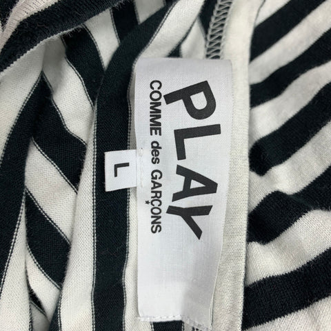 COMME des GARCONS PLAY Size L Black White Stripe Cotton Long Sleeve T-shirt