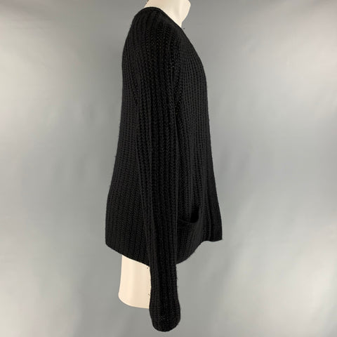 SIMON MILLER Size S Black Knitted Alpaca & Acrylic Open Front Cardigan