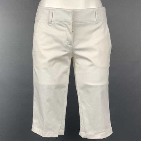 PRADA Taille 2 Bermuda en coton mélangé blanc
