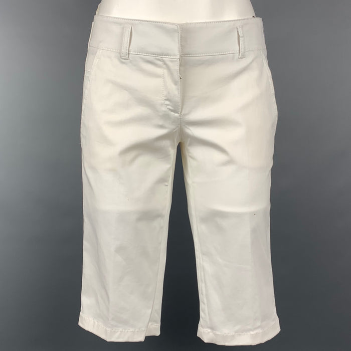 PRADA Size 2 White Cotton Blend Bermuda Shorts
