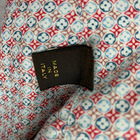 LOUIS VUITTON Size L White Red Grey Print Cotton Button Up Long Sleeve Shirt
