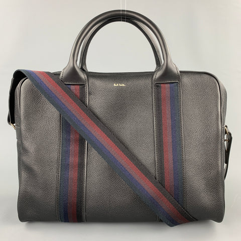 PAUL SMITH Black Pebble Grain Leather Briefcase Bag