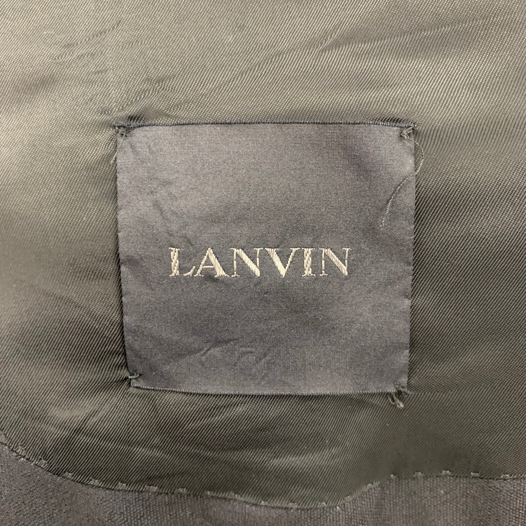 LANVIN Size 42 Navy Cupro Notch Lapel Sport Coat