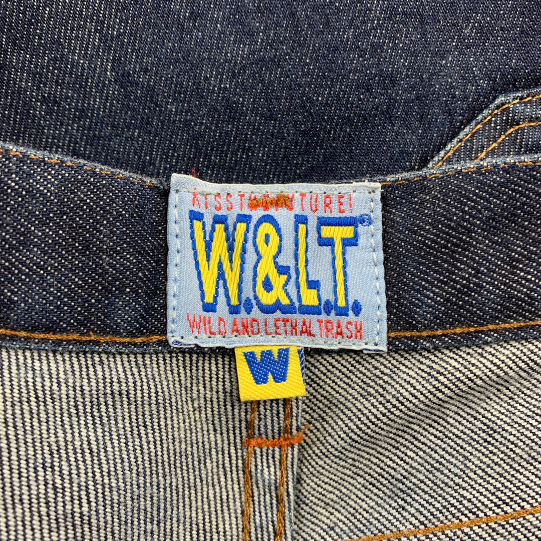 Vintage WALTER VAN BEIRENDONCK x W.&L.T. Size 34 Indigo Contrast Stitch Denim Zip Fly Jeans