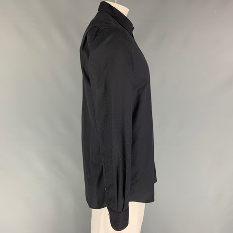 LOUIS VUITTON Size XL Black Jacquard Cotton Button Up Long Sleeve Shirt