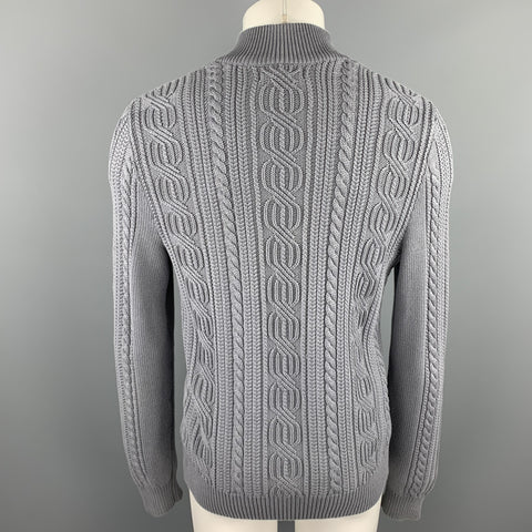 BANANA REPUBLIC Size M Gray Cable Knit Cotton Zip Up Cardigan