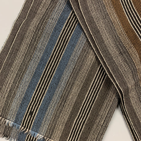 Vintage MISSIONI Grey & Brown Stripe Wool Knit Scarf