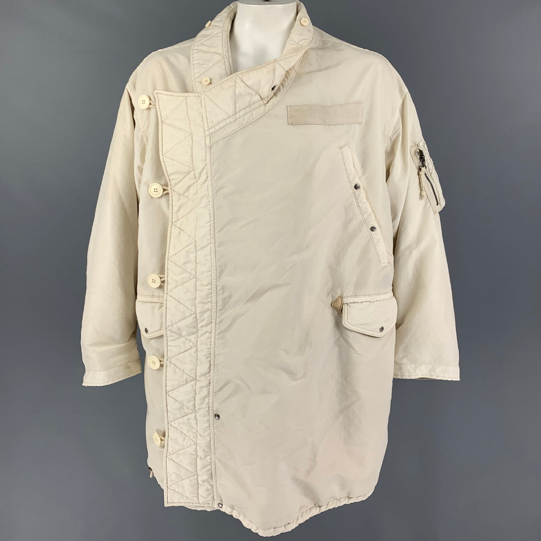 VISVIM Taille S Manteau Valdez Khampa asymétrique en nylon blanc cassé