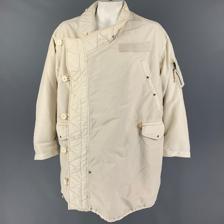 VISVIM Taille S Manteau Valdez Khampa asymétrique en nylon blanc cassé