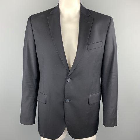 BARNEYS NEW YORK Size 42 Regular Black Wool Notch Lapel Sport Coat