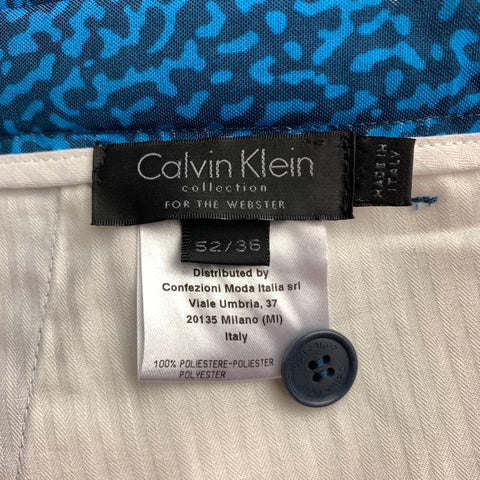 CALVIN KLEIN COLLECTION Size 36 Blue & Navy Abstract Polyester Zip Fly Shorts