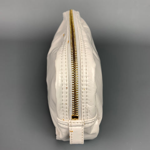 PRADA White Faux Patent Leather Pouch