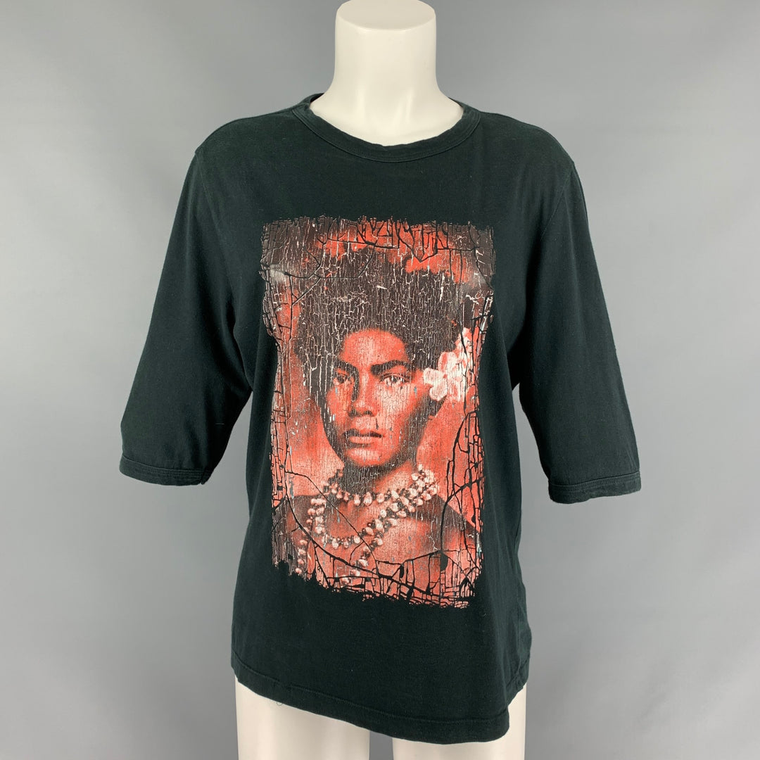 Vintage JEAN PAUL GAULTIER Size L Black Cotton Graphic T-Shirt