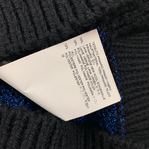 DSQUARED2 Talla M Suéter con cuello redondo en mezcla de lana metalizada en negro y azul