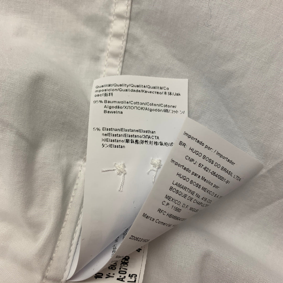 HUGO BOSS Taille M Chemise slim en coton mélangé blanc avec fermeture éclair à manches longues