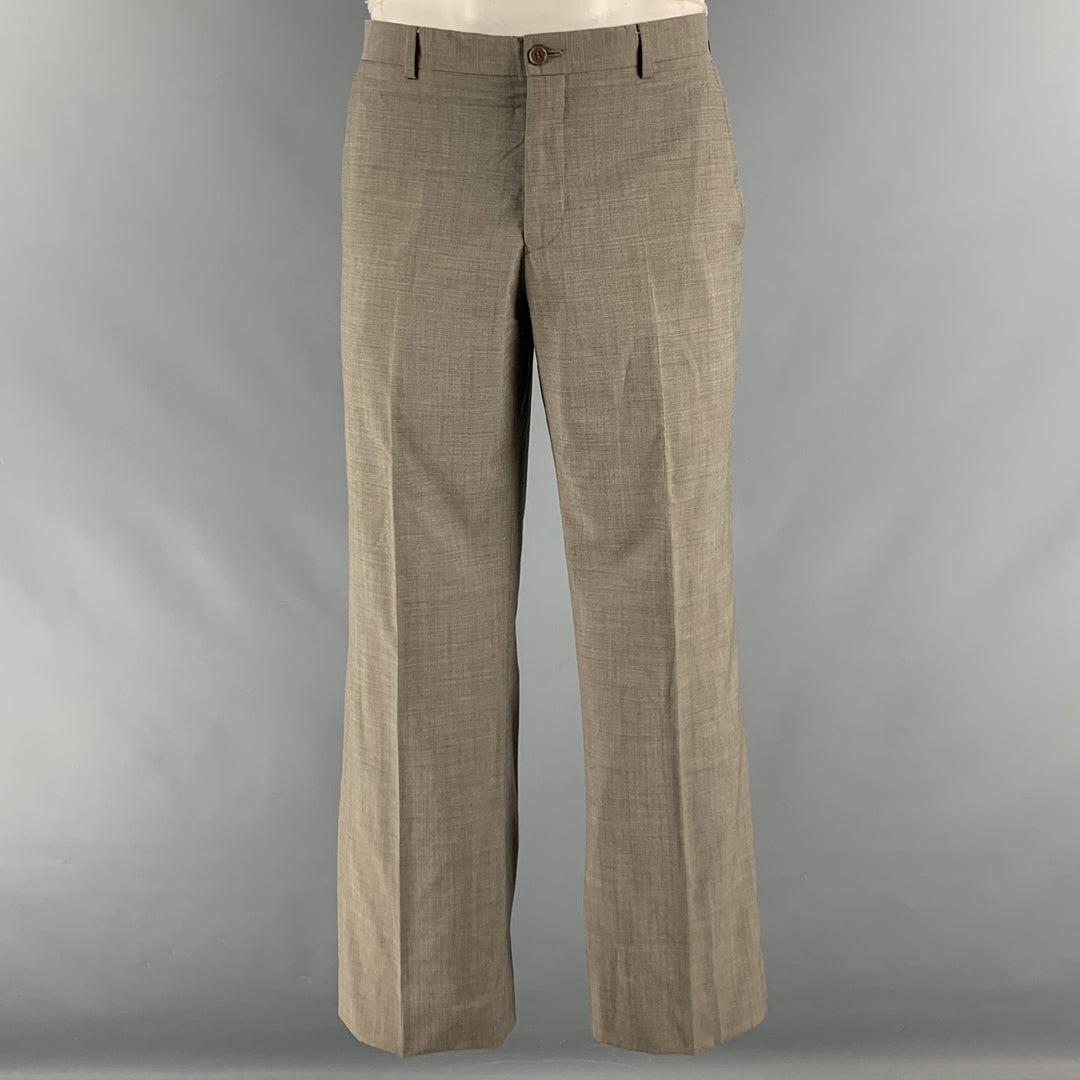 EMPORIO ARMANI Talla 42 Traje con solapa de muesca de lana lisa color topo