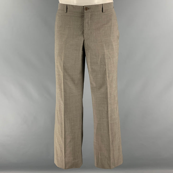 EMPORIO ARMANI Talla 42 Traje con solapa de muesca de lana lisa color topo