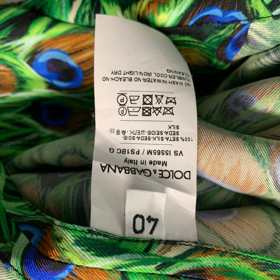 DOLCE &amp; GABBANA Camisa de manga larga de seda multicolor verde talla M