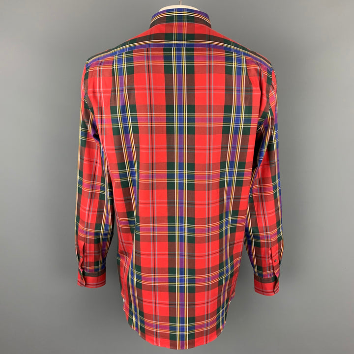 ALEXANDER MCQUEEN Camisa de manga larga con botones y parche de escarabajo de algodón tartán multicolor talla XL